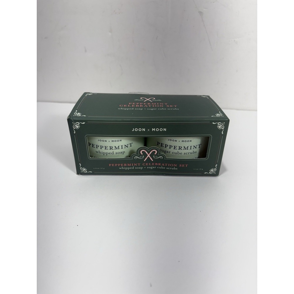 Joon x Moon PEPPERMINT CELEBRATION SET Whipped Soap & Sugar Cube Scrubs Gift Box